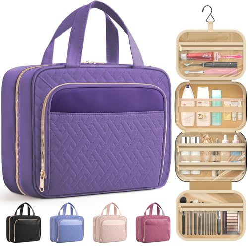 HOTOR Hanging Travel Toiletry Bag Women Men, Dark Purple, Medium - color: Dark Purple, size: Medium