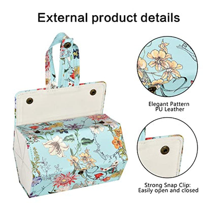 MEGREZ 6 Slots Sunglasses Organizer Box, PU Leather Foldable Eyeglasses Case, Portable Sunglasses Case, Sunglasses Holder - color: Blue-flowers