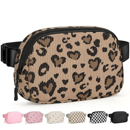Pritent Fanny Packs for Women Crossbody Belt Bag With Zipper Back Pocket - color: Leopard Brown, size: Small
