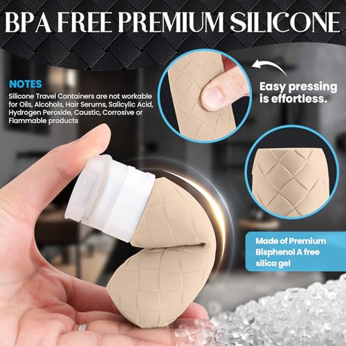 Silevoler Travel Bottles for Toiletries, TSA-Approved Travel Size Container - color: Cream