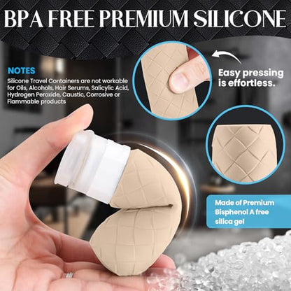 Silevoler Travel Bottles for Toiletries, TSA-Approved Travel Size Container - color: Cream