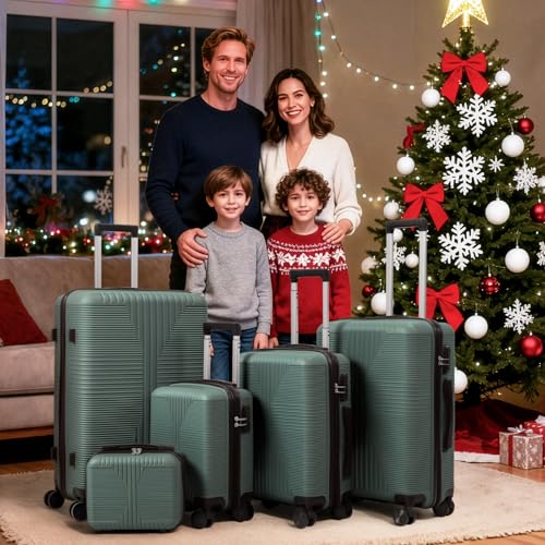 Karl home Luggage Sets 4 Piece, Dark Green, 16/20/24/28" - color: Dark Green, size: 4 Piece Set (16in/20in/24in/28in)