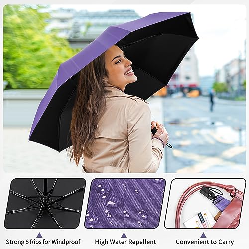 Yoobure Windproof Automatic Travel Umbrella, Compact Folding UV Sun & Rain - color: Auto-Purple