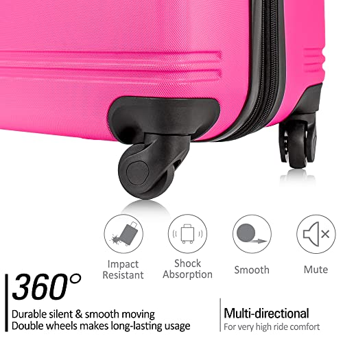 Merax Luggage Sets 3 Piece,Hard Case Suitcase 20/24/28 IN,Pink - color: Pink, style: 3 Piece-20+24+28