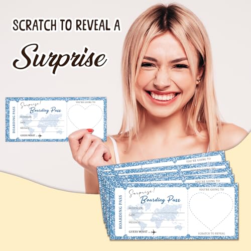Lesixur Blue Plane Tickets Surprise Destination Revealed Card, Boarding Pass Ticket With Envelopes, Surprise Trip Reveal for Valentine's Day, Holidays, Birthday, Wedding, And Christmas-004-1 - style: 1 SET