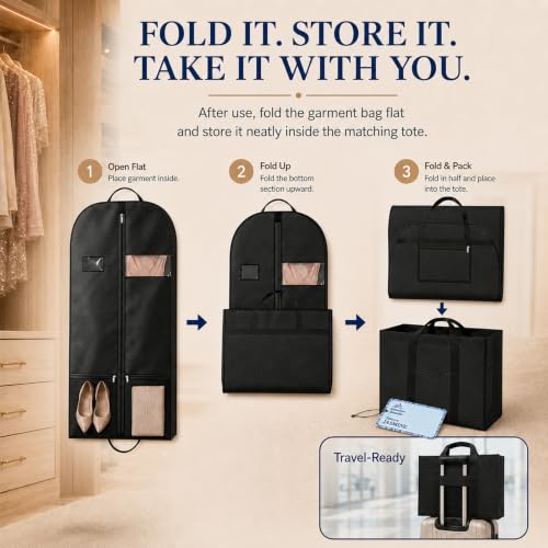 60" Dress Garment Bag with Clear Window, Long Gown Cover for Travel - size: V-G-60in-1P-1