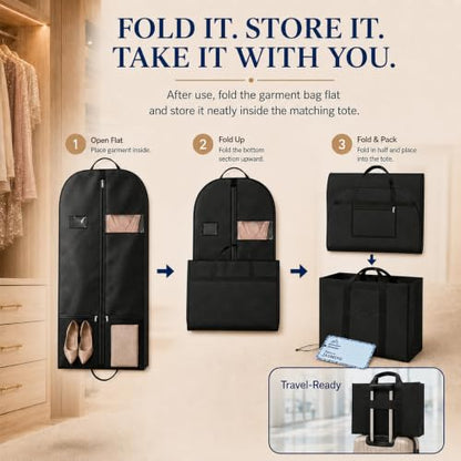 60" Dress Garment Bag with Clear Window, Long Gown Cover for Travel - size: V-G-60in-1P-1