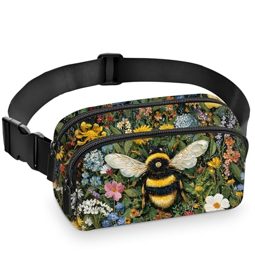 Bee Fanny Pack for Women Belt Bag Fashion Waist Pouch with Adjustable Strap for Sports Running Traveling Hiking Camping Cycling - color: Dark Purple