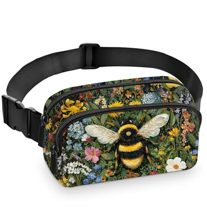 Bee Fanny Pack for Women Belt Bag Fashion Waist Pouch with Adjustable Strap for Sports Running Traveling Hiking Camping Cycling - color: Dark Purple