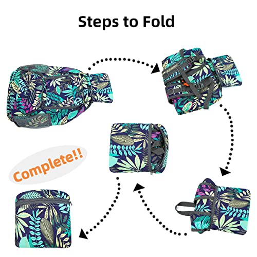 FENGDONG 35L Lightweight Foldable Waterproof Packable Travel Small Hiking Backpack Daypack for men women - color: A7-blue Leaf-upgrade