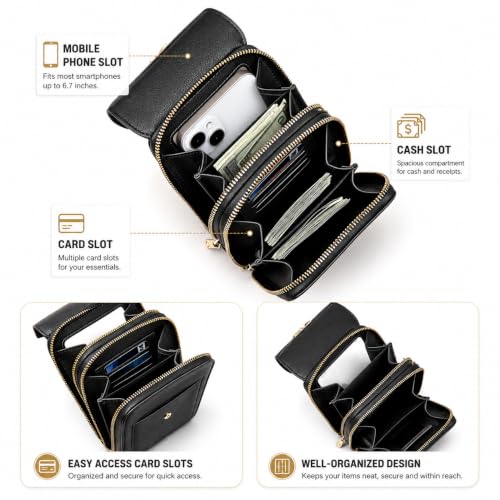 Touchscreen Crossbody Phone Purse for Women, Anti-Theft Phone Bag Wallet