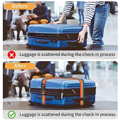 BILIONE Luggage Straps for Suitcases,79" Long Adjustable Luggage Belts - color: Black+Pink, size: 4Pcs