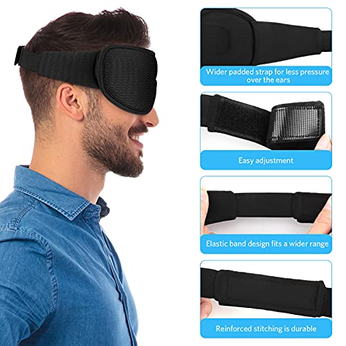 Sleep Mask, Super Soft 3D Contoured Cup Sleeping Mask, Upgraded 100% Blockout Light Sleep Masks for Women Men with Adjustable Strap, Comfortable Concave Molded Eye Covers for Sleeping, Black - color: Black