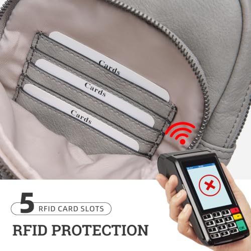 Leather Crossbody Bags for Women Small Anti Theft Sling Purse - color: Twilight Grey
