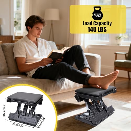 Foot Rest for Under Desk at Work Ergonomic Footrest with Adjustable Height and Angle, Foldable Foot Stool with Removable Pad Massage Beads for Office Gaming Chair Gray - color: Gray