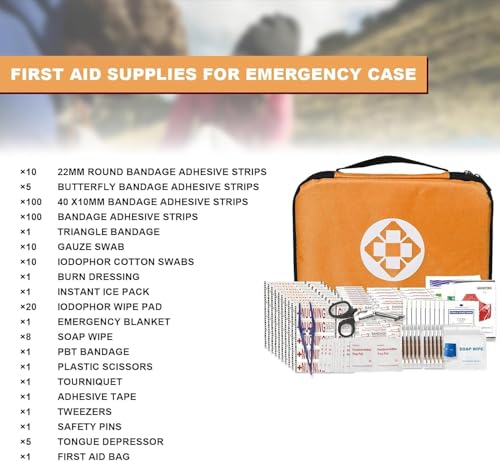 First Aid Kit 300PCS Car Home Camping Essentials Orange 1st Aid - color: Orange-300pcs