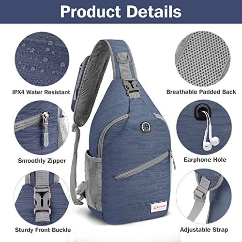 ZOMAKE Sling Bag,Small Crossbody Sling Backpack Shoulder Daypack for Travel - color: Royal Blue a, size: 8L