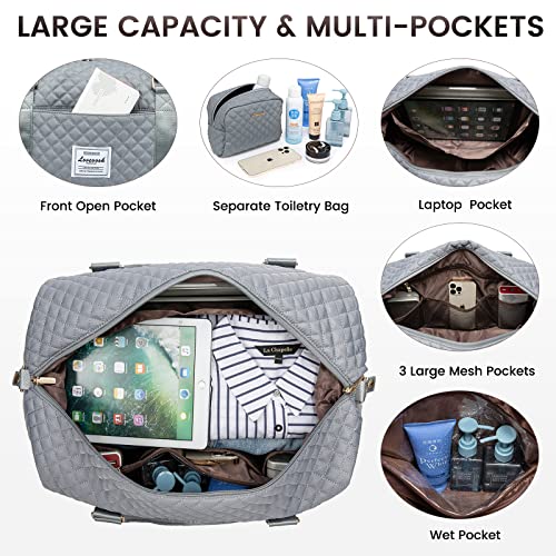 LOVEVOOK Travel Duffle Bag,Weekender Bags for Women with Shoe Compartment - color: Grey-c, size: Large-2 Pcs