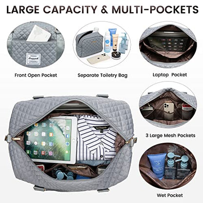 LOVEVOOK Travel Duffle Bag,Weekender Bags for Women with Shoe Compartment - color: Grey-c, size: Large-2 Pcs