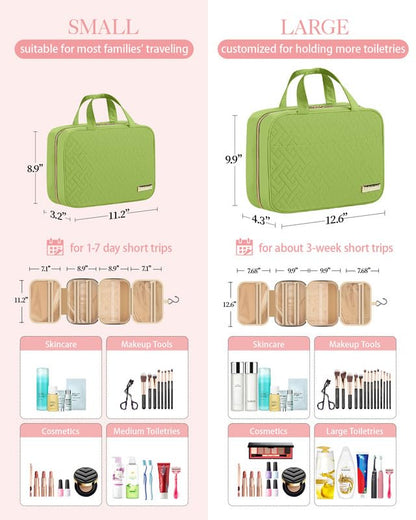 HOTOR Hanging Travel Toiletry Bag Women Men Essentials Avocado Green - color: Avocado Green, size: Medium