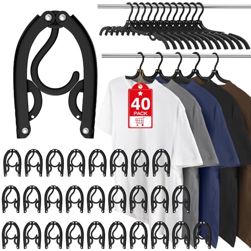 40Pcs Foldable Travel Hangers Cruise Essentials Travel Essential Phone Size - color: Black, size: 40 Pack
