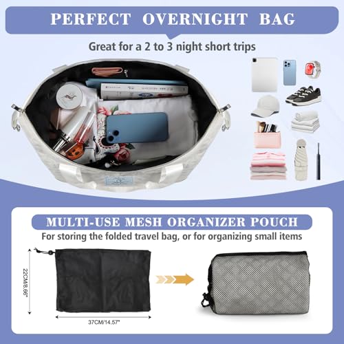 Geestock Travel Duffle Bag - Weekender Overnight Bags for Women, White - color: White