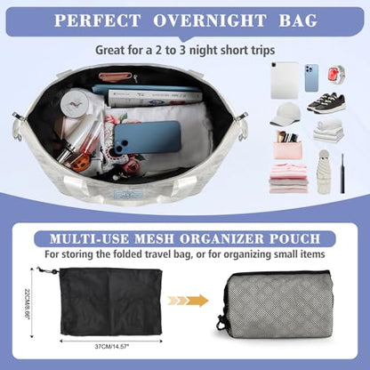 Geestock Travel Duffle Bag - Weekender Overnight Bags for Women, White - color: White