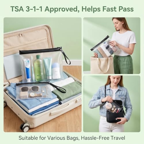 TSA Approved Clear Travel Toiletry Bag with Handle Zipper 8 Pack Quart Size - size: 8 handle zipper