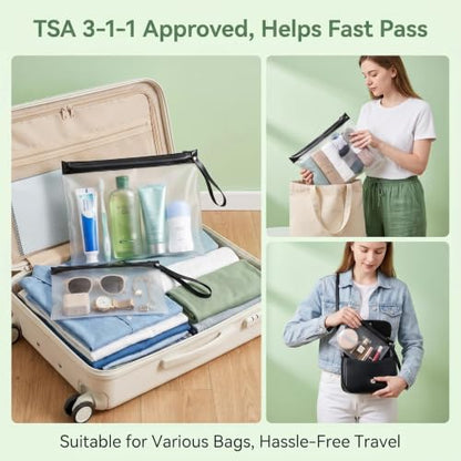 TSA Approved Clear Travel Toiletry Bag with Handle Zipper 8 Pack Quart Size - size: 8 handle zipper