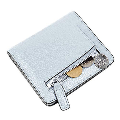 Small Leather Wallet for Women, Ladies Credit Card Holder RFID Blocking Women's Mini Bifold Pocket Purse - color: Grayish White Rfid Blocking