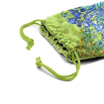 WIRESTER Set of 3 Polyester Sunglasses Pouch, Eyeglasses Soft Case with Drawstring Closure - color: Mulberry, Irises, Vase With Pink Roses Van Gogh
