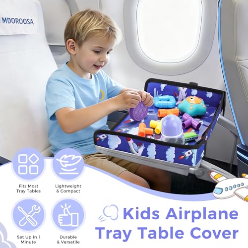 COOLBEBE Airplane Tray Table Cover, Foldable Travel Tray Cover - color: Blue Plane