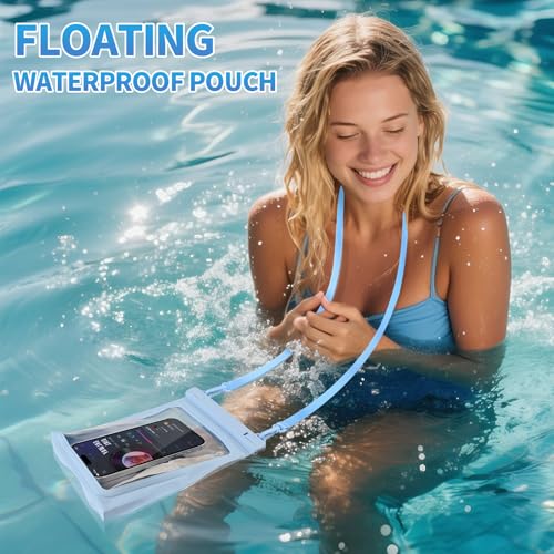 PEDVSTY Large Waterproof Phone Pouch Floating, [Double Seals], Light Blue - color: Light Blue, size: Large (Up to 8.5")