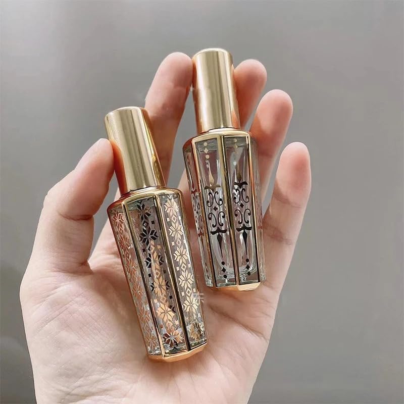 4pcs/set 15ml Random Patterns Glass Perfume Bottle Portable Refillable Empty Containers Cosmetic Spray Atomizer Travel Sub-Bottle Ultra Mist Sprayer (silver,4pcs) - color: silver, size: 0.5 Ounces