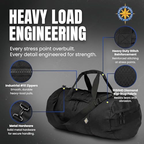 75L Travel Duffle Bag, Heavy Duty Ripstop Gym Weekender Bag, Pacific Blue - color: Pacific Blue, size: 14" x 30" (75 Liters)