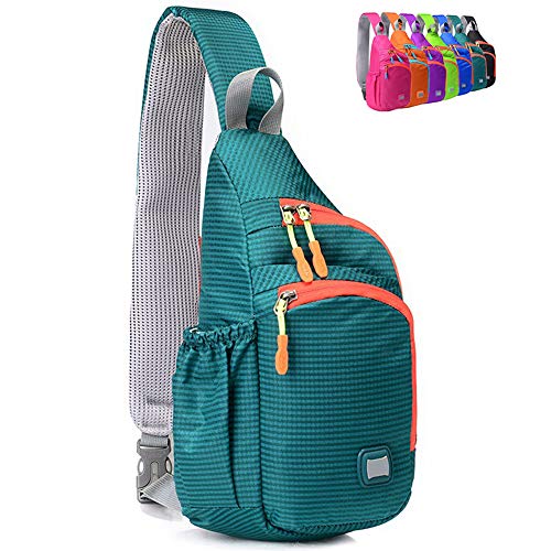 Peicees Small Sling Backpack Waterproof Unisex Shoulder Bag Chest Crossbody Daypack - color: Turquoise, size: Medium