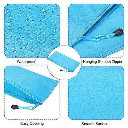 PATIKIL Waterproof Zipper File Bags, 3 Pack A6 Document Holders Pencil Pouch for Office, Light Blue - color: Light Blue, size: A6