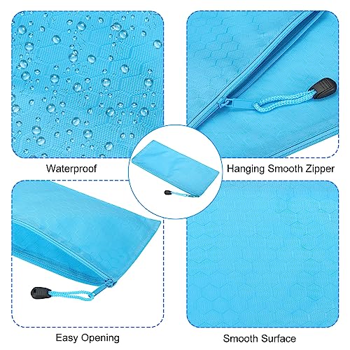 PATIKIL Waterproof Zipper File Bags, 3 Pack A6 Document Holders Pencil Pouch for Office, Light Blue - color: Light Blue, size: A6