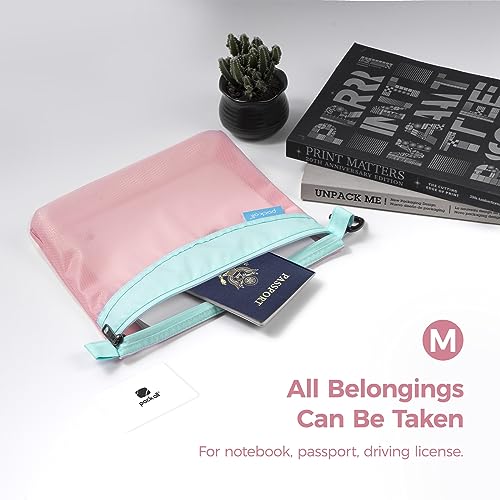 pack all 3 Pcs Water-Resistant Zipper Pouch, Mesh Zipper Bag - color: Pink, size: Set