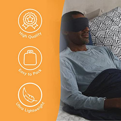 HappyLuxe Sleep Mask for Women & Men | USA Made Eye Masks for Sleep - color: Jet Black