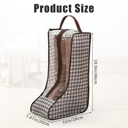 2 Pack Boot Storage Bag, Portable Dust Proof Boot Bags for Cowboy Boots - color: 2 Pack Houndstooth