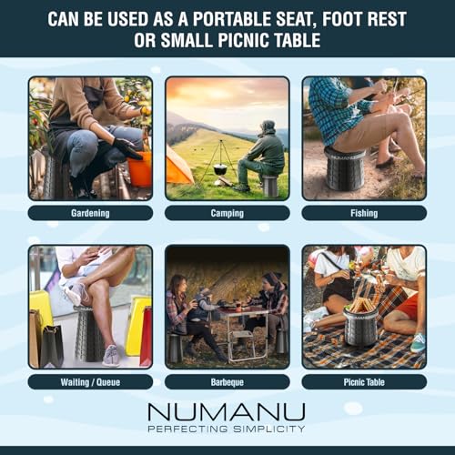 NUMANU XXL Cushioned Collapsible Stool for Adults, Folding Seat, 1000 lbs - size: XXL 19.7" + Cushion & Bag