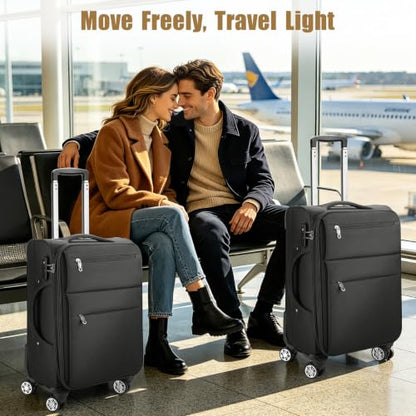 VJI 25" Carry-On Softside Expandable Suitcase with Spinner Wheels, Black - size: 25 Inch