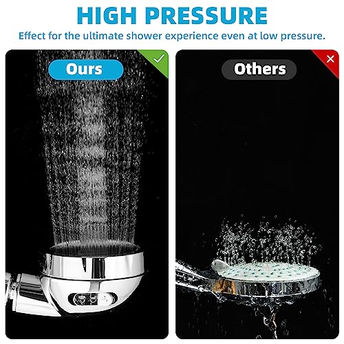 Marbrasse High Pressure Shower Head, 3-Settings Handheld Showerhead with ON/Off Full Shutoff Push Button and Switch to Control Flow, Angle-Adjustable Water Saving Body Sprays(Chrome) - color: Chrome, 1Pack