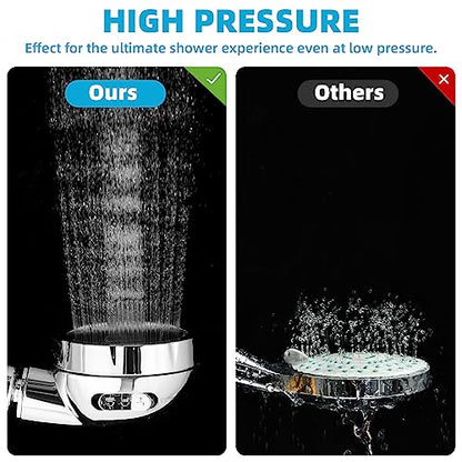 Marbrasse High Pressure Shower Head, 3-Settings Handheld Showerhead with ON/Off Full Shutoff Push Button and Switch to Control Flow, Angle-Adjustable Water Saving Body Sprays(Chrome) - color: Chrome, 1Pack