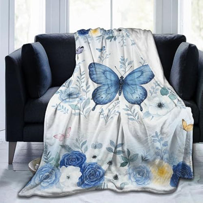 Butterfly Blanket Blue Butterflies Fleece Throw Blanket Soft Cozy Fuzzy Plush Warm Stuff Beautiful Butterfly Bedding Blankets Gifts for Girls Boys Kids Adult Men Women 60"X80" - color: Butterfly3, size: 60"x80"