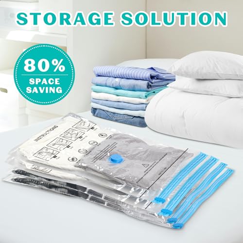 10 Pack Small Space Saver Vacuum Storage Bags Compression Seal Bags for Travel Clothing Luggage Blankets Comforters with Hand Pump - size: 10 Small