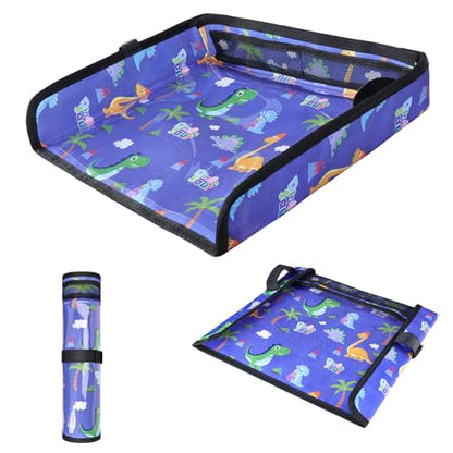 COOLBEBE Airplane Tray Table Cover, Foldable Travel Tray Cover - color: Blue Dinosaur