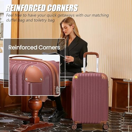 Cosbarn Carry On Luggage,3 Piece Luggage Set,22x14x9 Airline Approved - color: CarmineRed