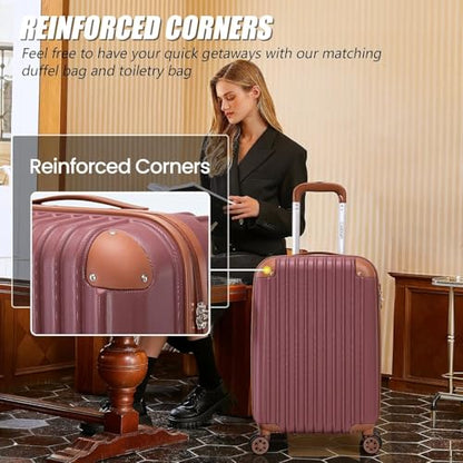 Cosbarn Carry On Luggage,3 Piece Luggage Set,22x14x9 Airline Approved - color: CarmineRed